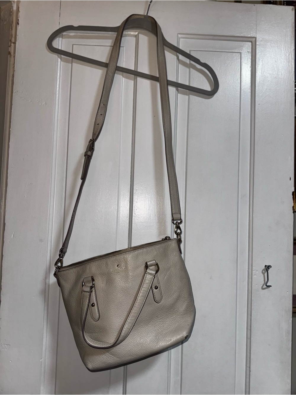 kate spade Pebbled Leather Shoulder Bag in cream